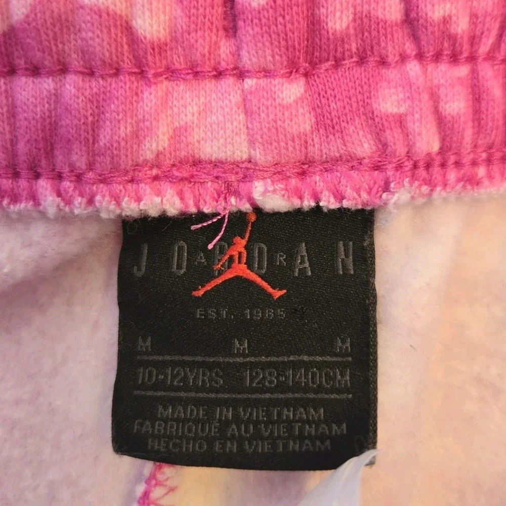 Jordan Girls Brooklyn Pink Floral Fleece Joggers Size M 10-12 Sweatpants Pockets